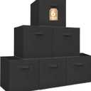 STORAGE MANIAC Storage Cubes, 13 Inch Collapsible Storage Bins with Handles, 6 Pack Fabric Foldable Bins for Organization, Durable Storage Bins for Closet, Shelves, Offices, Toys, 6-Pack Black