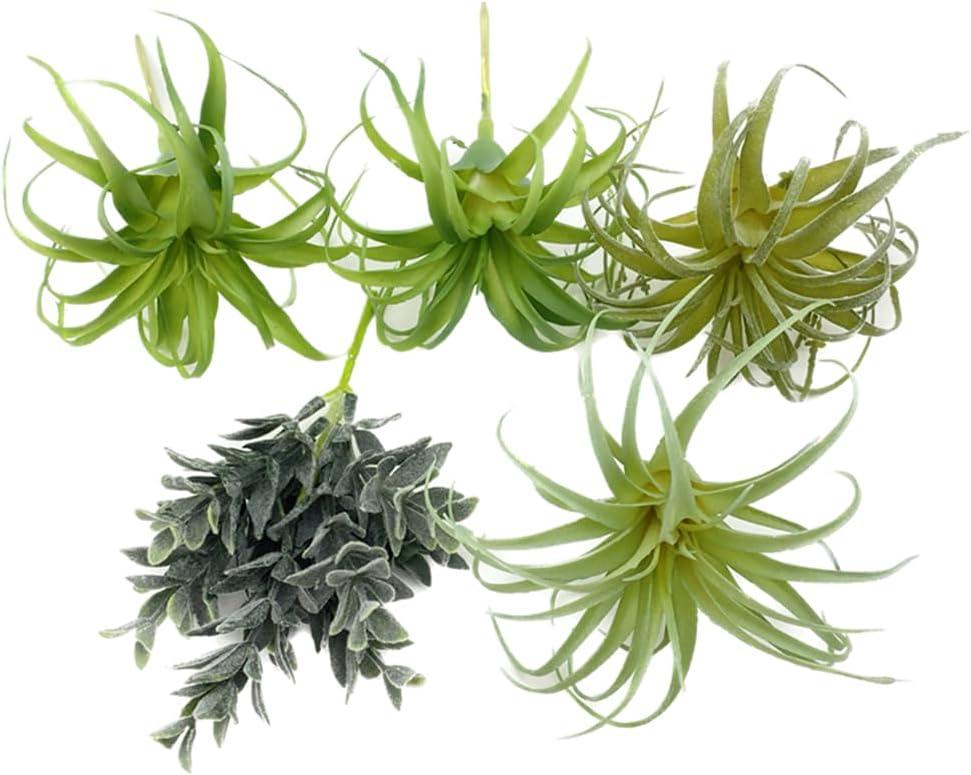 POANTA 5 Pack Assorted Artificial Succulents Air Plants Set Unpotted Realistic Greenery Plants Home Garden Decoration