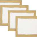 Villeroy & Boch Metallic Brushstroke Modern Linen Blend Placemat Set, 14 Inches x 20 Inches, Set of 4, Ivory and Gold