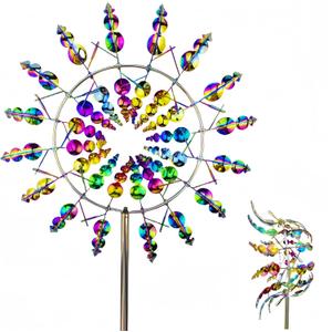 Shirem Magical Metal Windmill for Backyards, 3D Wind Sculptures & Spinners Outdoor, Kinetic Garden Sunflower Wind Spinners, 36 Inches, Colorful, Colourful