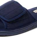 Dearfoams Men's Adjustable Indoor/Outdoor Memory Foam Machine Washable Summer Slide Slipper (7-8, Navy)