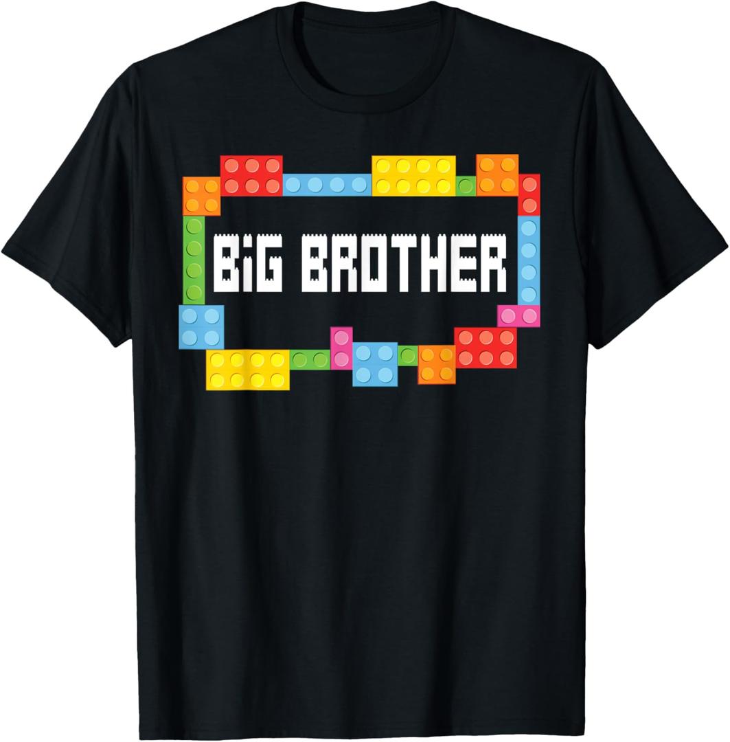 Master builder Big Brother Bricks Blocks Building Family Set T-Shirt (Medium)