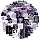 Cool Black Purple Stickers Pack 60Pcs Trendy Aesthetic Stickers for Teens Adults Vinyl Stickers for Water Bottle Laptop Guitar (Black Purple)