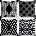 NIGHTWISH Outdoor Waterproof Pillow Covers 18x18 Set of 4 Black and White Modern Geometry Decorative Outdoor Throw Pillows Boho Cushion Cases for Patio Furniture Bench Couch Sunbrella