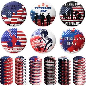 48 Pcs Veteran Button Pins, Veterans Day American Flag Lapel Pins Veterans Day Gifts, Veterans Day Decorations for Men Patriotic Accessories Costume Decorations
