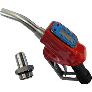 1" NPT Automatic Fuel Nozzle with Digital Flow Meter Auto Shut-Off Fuel Nozzle High Flow Car Fuel Filling Nozzle Used for diesel gasoline kerosen (Red, 1 Inch)