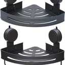 2Pack Suction Cup Corner Shelf, No Drill Bathroom Wall Mounted Organizer, Space Saving Triangle Shower Caddy for Toiletries Soap Shampoo Cosmetics grey