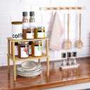 VERTORGAN Cabinet Organizer Shelf(Set of 2),Kitchen Counter Shelves,Bamboo Stackable Expandable Spice Rack Countertop(Medium)