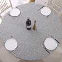 Walrus Round Vinyl Fitted Tablecloth with Flannel Backing Elastic Edge Design Table Cover Waterproof Oil-Proof PVC Table Cloth Stain-Resistant Best for 32"-36" Round (Grey)