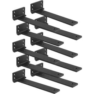 Floating Shelf Brackets 10 inch 10 Pack L Brackets for Shelves Black Metal Heavy Duty Shelf Bracket for DIY Decorative with Mounting Hardware