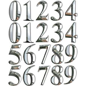 Mailbox Numbers for Post, Door Address Number Stickers for Apartment Home room, Chrome Plated, Metal Shiny, 2 Sets (Set of 10 Pcs)(20 Pcs (0 to 9), Silver)