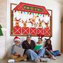 Winter Deer Bulletin Board Decorations Set Christmas Reindeer Stable Elk Cutouts Chalkboard Decor Xmas Bulb Paper Cutting with Borders for Door Wall School Classroom Winter Holiday Party Supplies