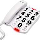 Landline Phones for Seniors, Adjustability Features, One-Touch Dialling,Big Button Phone for Seniors, Hard of Hearing Retro Telephone Corded Phones, with Handsfree Function (EX-LD-265)