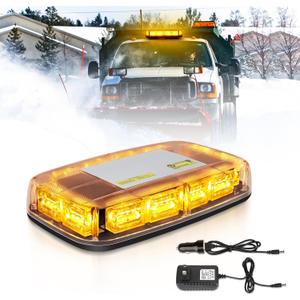Rechargeable Strobe Light Amber Wireless Battery, 17 Flashing Mode, High Low Brightness, 48pcs Led, Beacon Roof Top Hazard Flash Warning Lights for Vehicles Trucks Snow Plows Postal Mail ATV UTV