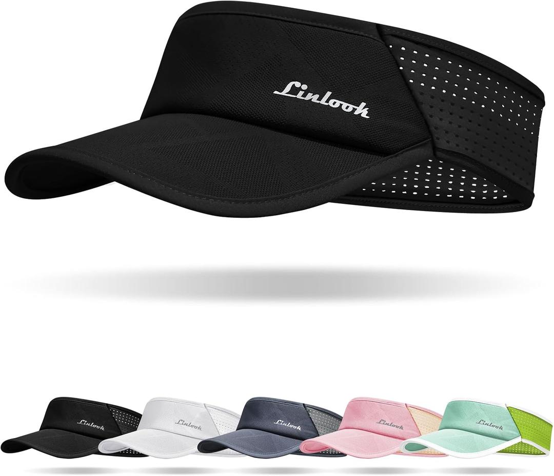 Sports Sun Visor for Men & Women Breathable Mesh, Stretchy Foldable Cooling Visor Hat for Running, Golf, Tennis, Hiking (Black)