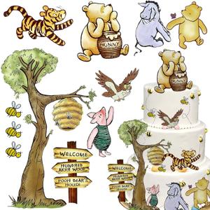MEMOVAN Winnie Bear Cake Topper Winnie Baby Shower Cake Decorations Pooh Bear Toppers Classic Pooh Cupcake Toppers for Oh Baby Bee Theme Shower Birthday Party