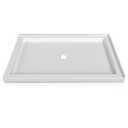 CKB 60 in. L x 32 in. W Double Threshold Center Drain Shower Base, Flat Surface Shower Pan White, Right Side