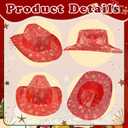 Christmas Cowgirl Santa Hat Glitter Cowboy Hat Party Hat with Star Snowflake for Men and Women for Christmas Party