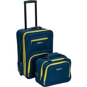 Rockland Fashion Softside Upright Luggage Set, Navy, 2 Piece (19"/14" Tote)