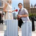 Hanke Upgraded Elite 20 Inch Carry On Luggage 22x14x9 Airline Approved,PC Hard Shell Suitcases with Wheels, TSA Lock, Explosion-Proof Zipper Suitcase for Business Travel Men & Women,Mist Blue
