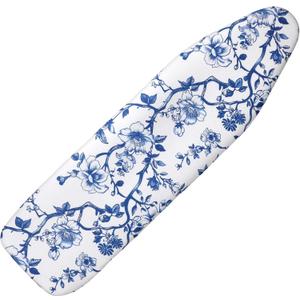 Tegeme Ironing Board Cover and Pad 15 x 54 Inch Cotton Thick Padded with Elastic Edge and Hook and Loop Laundry Room Decor Fits Standard Size (Chinoiserie)
