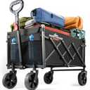 Collapsible Wagon, 360lbs Load Capacity, Small Wagon carts Foldable with Wheels, Heavy-Duty Steel Frame, 600D Oxford Fabric, Ergonomic Handle, Wear-Resistant, Perfect for Outdoor, Garden, Grocery