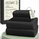 LANE LINEN 100% Organic Cotton Full Sheets Set, 4-Piece Pure Organic Cotton Percale Sheets, Long Staple Cotton Sheet, Ultra Soft Bedding Sheet, Breathable,Fits Mattress Upto 15" Deep - Black