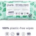 Pura Natural Sensitive Baby Wipes, 99% Water, Unscented & Hypoallergenic, Suitable for Sensitive & Eczema-prone Skin, Hypoallergenic, EWG Verified, 10 Pack of 60 Wet Wipes (600 Diaper Wipes) Bulk Buy