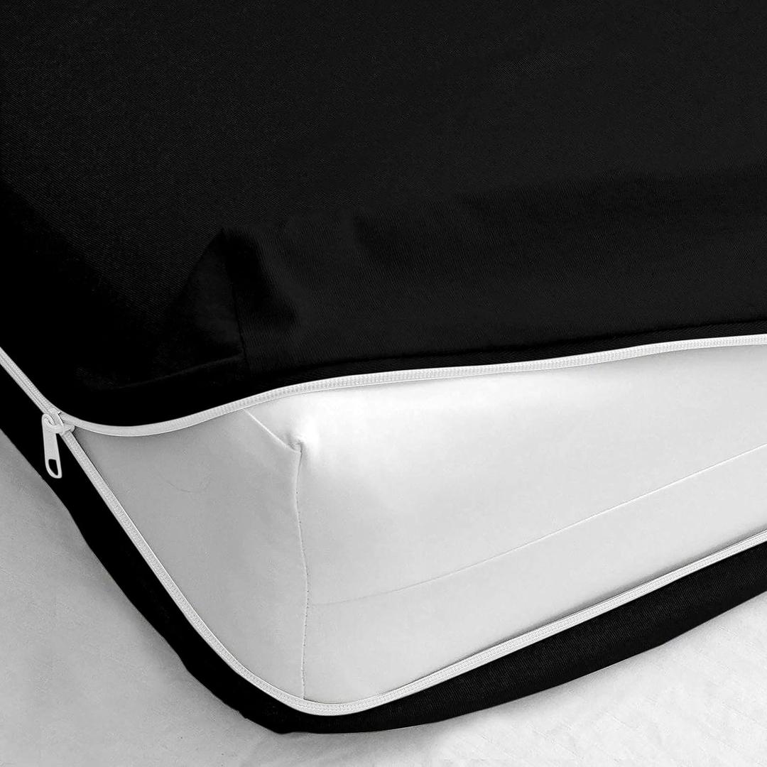 D&J Zipper Fitted Sheet Made of 100% Pure Microfiber Fabric Super Soft- Twin Size Upto 12 Inch Deep Pocket- Black Color (Twin[39 X 75+12"])