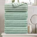 4 Piece Green Cabana Stripe Large Bath Towels Oversized Bath Sheet Super Soft Breathable Jumbo Bathroom Towels Highly Absorbent Shower Towel Quick Dry Beach Chair Towel Spa Gym Hotel Towel Set