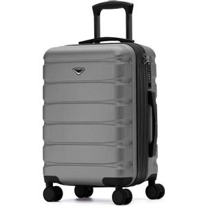 Flight Knight 22x14x9" Expandable Carry On Suitcase Hardside TSA Lock USB C Port Lightweight Luggage Silent Double Spinner Wheels Maximum Overhead Carry-On Bag For American & United Approved Airlines