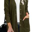 ULTRANICE Cardigan Sweaters Womens Fashion Trendy 2024 Lightweight Long Sleeve Knitted Buttons Casual Cardigans Tops Clothes Vavation Outfits with Pockets(Army Green,S)