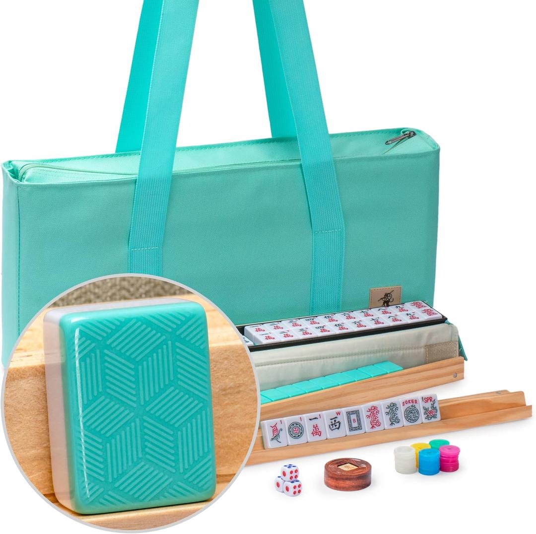 Yellow Mountain Imports American Mahjong Set, Pepper with Soft Case, Racks with Pushers, Wright Patterson Betting Coins, Dice, & Wind Indicator