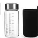 12Oz Small Glass Water Bottle with Lid and Sleeve,0.15in/3.8mm Thick Glass Shaker Bottles for Protein Mixes,Juicing,Smoothies, Infused Water,Beverage,Reusable Wide Mouth Sports Nutrition Shakers