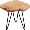 WELLAND Live Edge Side Table with Hairpin Legs, Natural Edge Side Table, Small Nightstand Wood, 15.5" Tall