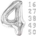 40 Inch Silver 4 Number Balloons 14 Number Balloons Giant 14 or 41 42 43 44 45 46 47 Balloons Silver Foil Mylar Helium Large Digital Balloon 40th Birthday Anniversary Party Decorations Supplies