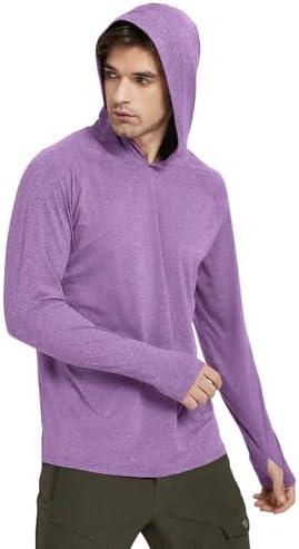 Safort Men's UPF 50+ Sun Protection Hoodie Shirt Long Sleeve Rash Guard SPF Fishing Outdoor UV Hiking Lightweight Shirts (XXL, Purple )