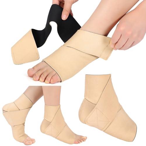 Geiserailie 2 Pcs Ankle and Foot Compression Wrap Adjustable Ankle Support Brace Lymphedema Wraps Medical Grade Compression Circulation Support Lymphedema Garments for Men Women 20-40mmhg