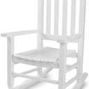 Kids Rocking Chair for Toddler and Children Comfy Recliner Wooden Rocker for Baby Girls Outdoor Lounge Child for Age 6-10 Indoor Anti-Tip Design Safe & Sturdy White, 6-10 years old