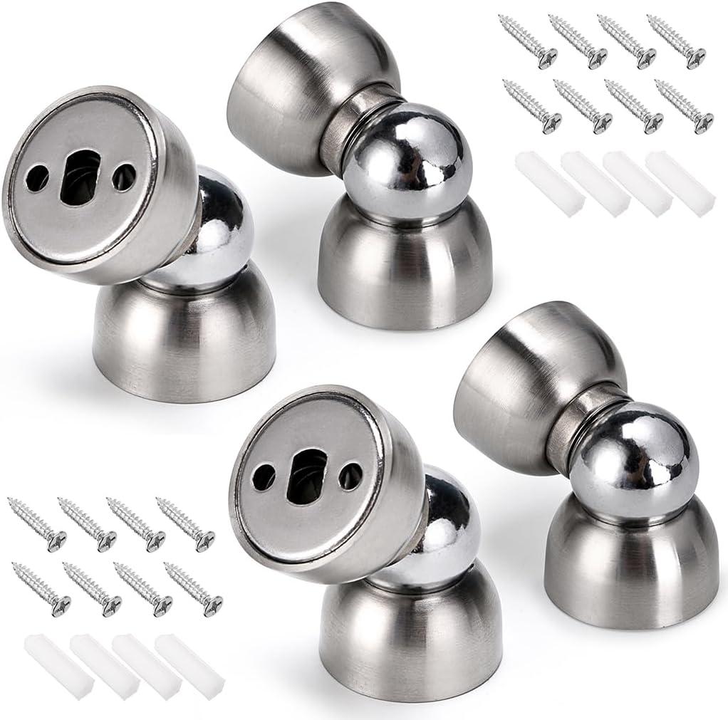 Sumnacon Powerful Magnetic Doorstop - 4 Pcs Stainless Steel Mini Door Stopper, Heavy Duty Magnetism Door Holder for Bedroom Bathroom Kitchen Home Office,Silver