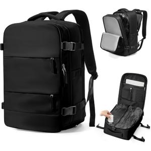 Vacuum Backpack Travel with Pump, Large Travel Backpack with Vacuum System, Mochila compresion al vacio, Flight Approved 18x14x8, Waterproof Carry on Personal Item Laptop Backpacks, Black