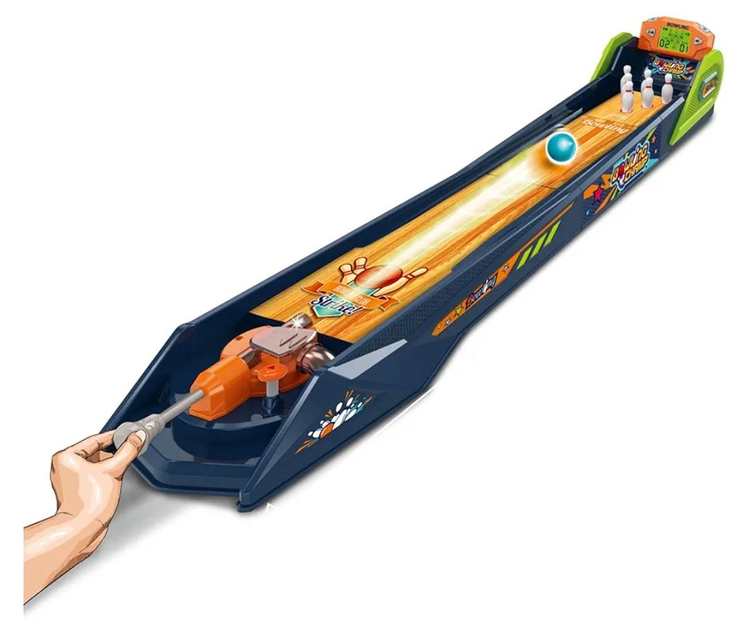 Bowling Game — Electronic Tabletop Arcade Game with LCD Auto Scoring, Lights & Sound, Spring-Loaded Launcher & 1-2 Player Modes — Mini Bowling Set for Kids