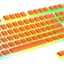 Ranked Pudding PBT Keycaps | 112 Double Shot Translucent ANSI US & ISO Layout | OEM Profile for RGB Mechanical Gaming Keyboard (Orange)