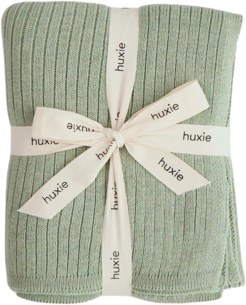 Knitted Organic Cotton Baby Blanket- Swaddle Blanket, 30" x 40" Soft Receiving Blanket for Newborn (Roman Green)