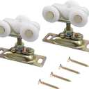 3/4 Inch Sliding Pocket Door Rollers Assembly, Sliding Door Wheels Replacement Part with Top Hanger for Johnson Part Hardware Kit, Sliding Door Hardware Kits for Bypass, Closet Doors