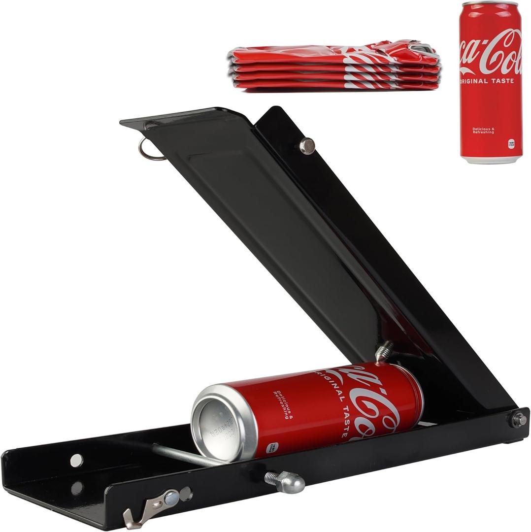 Metal Can Crusher - 12 & 16 Oz. Folding Flat Easy Storage, No Wall Mounting Required