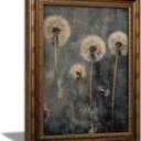 Vintage Gold Framed Dandelion Wall Art Moody Cottagecore Dandelion Painting Canvas Print Gothic Dark Plant Print Poster Wall Decor Retro Moody Plant Floral Poster Artwork for Bedroom Living room