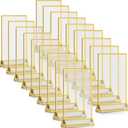 18 Pieces Frames Table Numbers Clear Table Sign Double Sided Picture Photo Frame Table Number Holder Acrylic Sign Holder for Wedding Table Menu Holder(5 x 7 Inches,Gold)