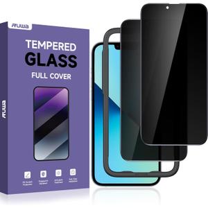 ruwa Privacy Screen Protector for iPhone 13 Pro Max/14 Plus [6.7 Inch][2-Pack] Anti-peep Tempered Glass Film with Easy Installation Alignment Frame