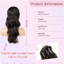 HOOJIH Clip in Ponytail Extension, Ponytail Extension 18 Inch Hair Ponytail Extension Wavy Ponytail Fluffy Soft Clip on Ponytail Synthetic Fiber Ponytail Hair Pieces for Women - Black Brown